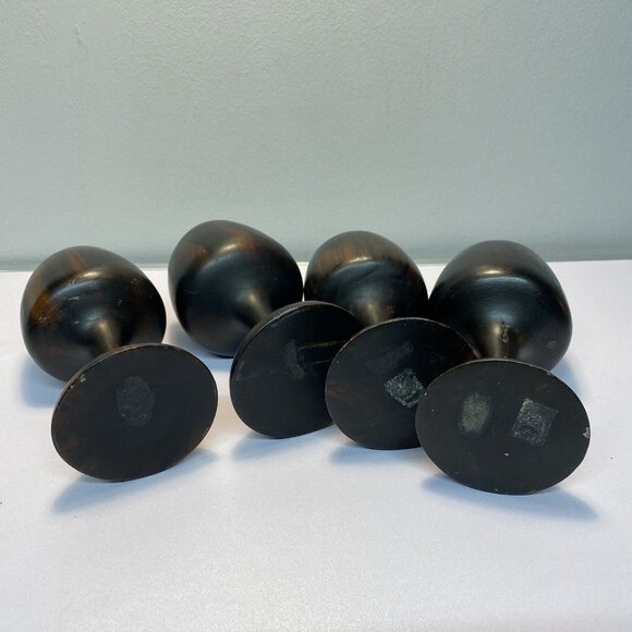 Vintage Set of 4 Dark Wooden Stemmed Wine Goblets Hand turned Mid-Century Modern - Picture 14 of 16